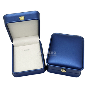 Customizable Blue Pu Jewelry <b>Box</b> With Logo Printing Crown Buckle For Wholesale Jewelry Packaging - Product Image 2