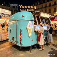 Delicioso Remolque de Comida Totalmente Equipado para Helados, Camión de Comida Móvil para Helados