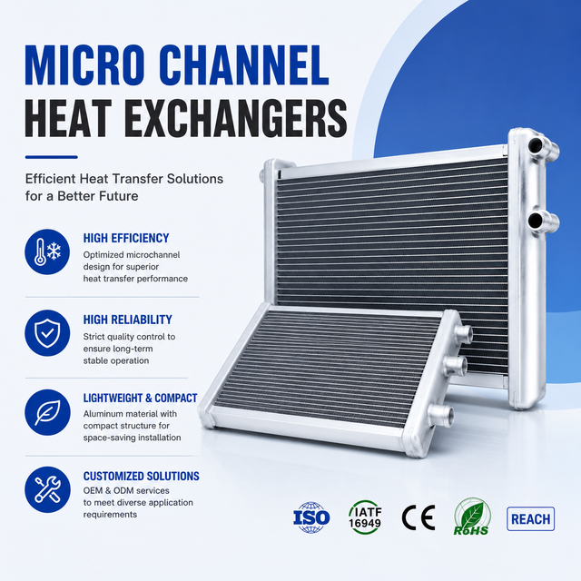 Aluminum Microchannel Heat Exchanger With High-accuracy Eco-friendly Design 220v/380v Multi-louvered Fins Microchannel Tubes