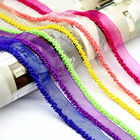 Ruban en organza orné de perles de verre multicolores, ruban de dentelle perlée pour robe de mariée, vêtement, chaussures, sac, accessoires de couture DIY