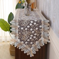 Nappe de table en dentelle creuse soluble dans l'eau de style vintage blanc en gros, élégante décoration florale pour la maison, chemin de table pour mariage