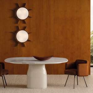 Set da Pranzo di Lusso in Marmo Italiano, Tavolo Ovale Stabile per 4 Persone, Arredamento Moderno di Alta Gamma per Casa, Hotel e Villa - Product Image 3