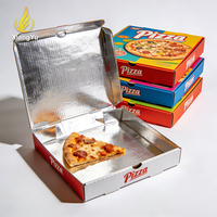 Kotak Pizza Kertas Kraft Bergelombang Portabel Tahan Air Murah Lapisan Aluminium Foil Anti Minyak Tahan Panas Logo Kustom