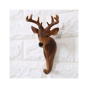 Gancho de pared de animales tridimensionales Retro americano, diseño de cabeza de Animal de Vida Silvestre tallado a mano, gancho de pared de resina interior resistente para cafetería - Product Image 4