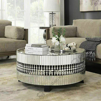 Table basse ronde en cristal en forme de goutte d'eau pour salon, table basse à miroir, vente chaude