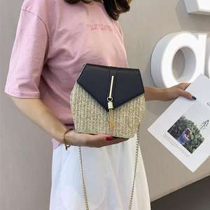 <span class=keywords><strong>Sac</strong></span> à <span class=keywords><strong>main</strong></span> en paille de plage pour femmes, petit <span class=keywords><strong>sac</strong></span> de paille de tous les jours, <span class=keywords><strong>sac</strong></span> à <span class=keywords><strong>main</strong></span> en <span class=keywords><strong>cuir</strong></span> de paille multi-style hexagonal pour femmes, vente en gros - Product Image 5