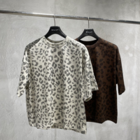 T-shirt pour homme 240G, imprimé léopard, transfert thermique, séchage rapide, t-shirt ample, personnalisation en gros
