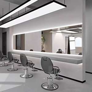 Station <span class=keywords><strong>de</strong></span> miroir simple face murale du coiffeur avec lumière LED à intensité variable pour un design simple <span class=keywords><strong>de</strong></span> salon - Product Image 1