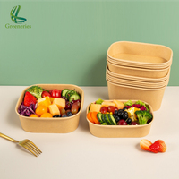 Salade de papier kraft jetable écologique très forte grands bols 2000ml 2500ml 3000ml emballage à emporter