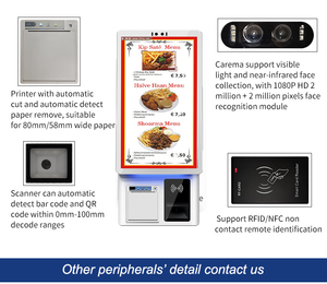 21.5 inch màn hình cảm ứng tự đặt hàng nhà hàng kiosk với Android <span class=keywords><strong>POS</strong></span> không dùng tiền mặt thanh toán SDK Nhận dạng khuôn mặt & trường hợp kim loại - Product Image 3