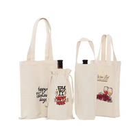 Sac de bouteille de vin à cordon en toile cirée avec cordon de serrage sac à vin blanc de sublimation sac à provisions de vin en toile de coton