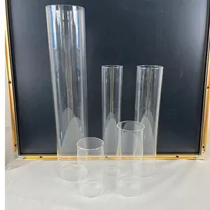 Bougeoir en verre clair personnalisé en cristal lanternes tubes de bougie cylindres