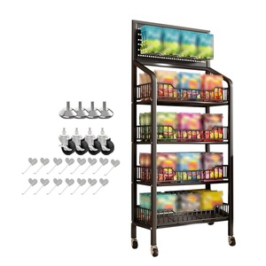 Magasin de détail supermarché noir Snack présentoir magasin étagère 4ème étage affichage panier avec panneau perforé - Product Image 1