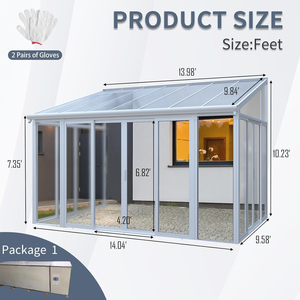 Veranda Moderna con Tetto Inclinato <span class=keywords><strong>in</strong></span> Vetro, Struttura Autoportante <span class=keywords><strong>in</strong></span> Alluminio per Balcone e Giardino d'<span class=keywords><strong>Inverno</strong></span> - Product Image 4