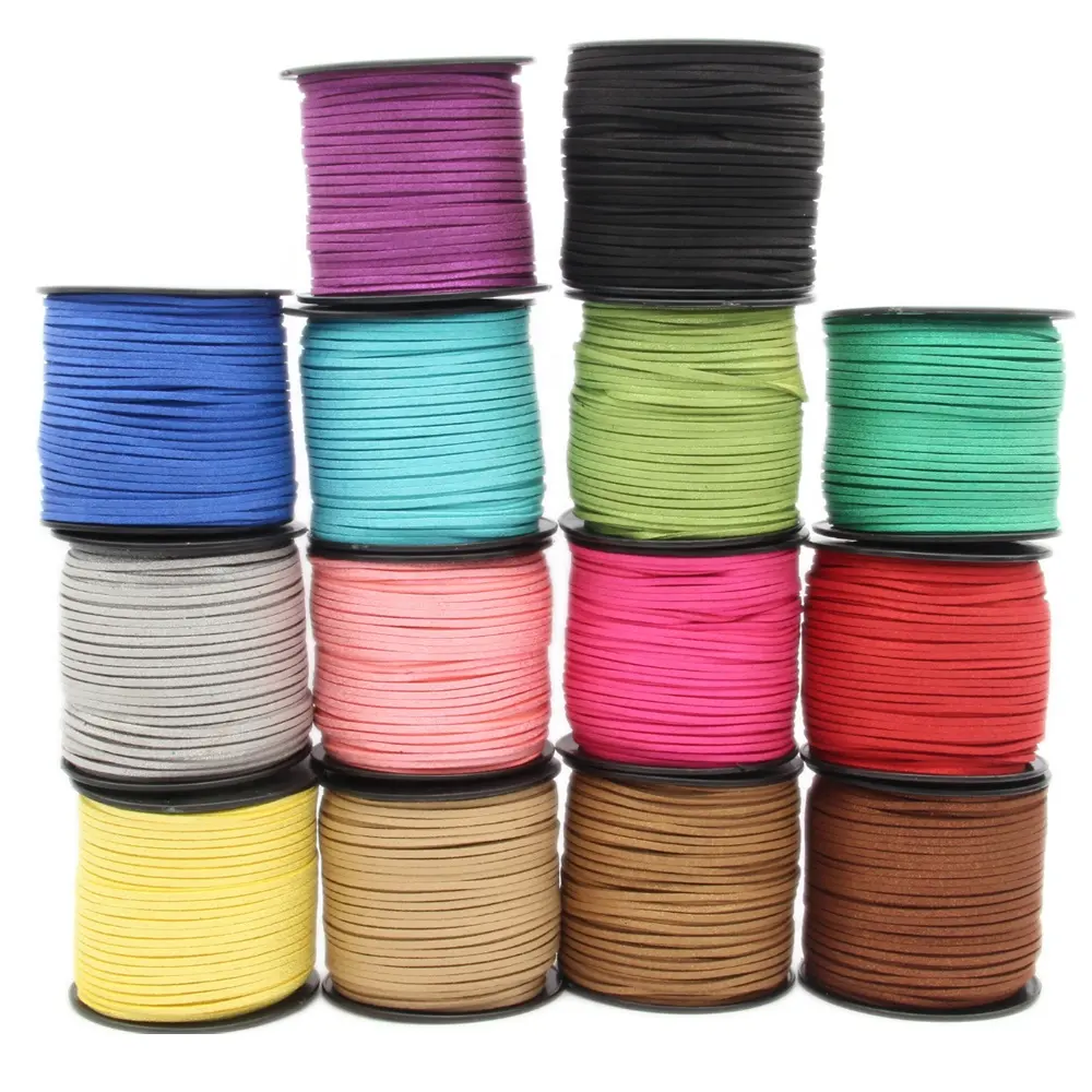 hmt180 3mm width factory supply cheap Faux Flat Suede Leather Cord For DIY Jewelry Making