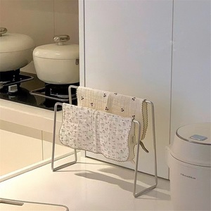 304 Stainless Steel Modern Standing Type Bold Thickened <b>Kitchen</b> & Bathroom Towel Rack Waterproof Double Tier Dish Cloth <b>Storage</b> - Product Image 3