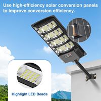 Lampe solaire de rue à luminosité réglable 600W ABS, projecteur IP66, alimentation par télécommande, éclairage LED extérieur pour routes