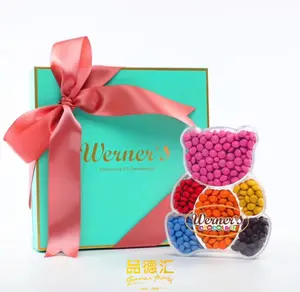 ECOBOX wadah penyimpanan hadiah pernikahan, kotak plastik permen cokelat berbentuk cinta beruang untuk hadiah pernikahan