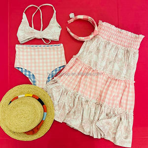 Venta al por Mayor de Trajes de Baño 2026, Bikinis, Tankinis, Cubiertas, Conjuntos de Una Pieza y Pantalones Cortos con Estampado Floral Rosa para Niñas, Trajes de Baño Personalizados con Lazo para Niñas y Adolescentes - Product Image 2
