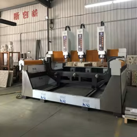 Fresadora CNC de Tres Cabezales JK-9010 para Grabado en Piedra/Granito/Mármol/Piedra Arenisca/Travertino, Control PLC, Motor Servo de 5.5kW