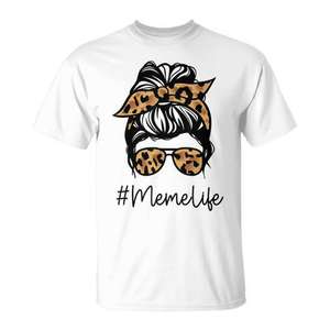 Meme Leopard <b>Messy</b> Bun T-<b>Shirt</b> Short Sleeve Crew Neck Unisex Adult Digital Printing Family Reunion Party Gift - Product Image 1