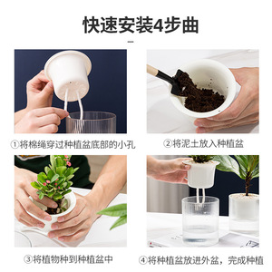 Pot de fleurs hydroponique transparent pour plantes vertes de bureau, pot rond en plastique PP avec fonction d'absorption d'eau - Product Image 5