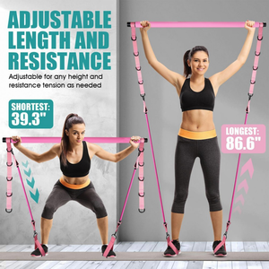 <span class=keywords><strong>Barre</strong></span> de Pilates réglable avec bandes de résistance en TPE pour femmes, équipement d'entraînement multifonctionnel à domicile, entraînement des jambes et des bras, portable - Product Image 2