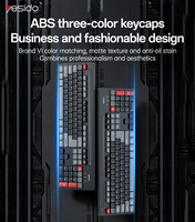 Yesido Clavier 104 touches, souris multifonction 4 boutons, touches ABS tricolores, ensemble clavier et souris sans fil 2.4G KB43