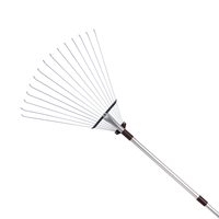 Râteau à feuilles de jardin réglable Winslow & Ross, manche en aluminium, râteau en acier pour pelouse