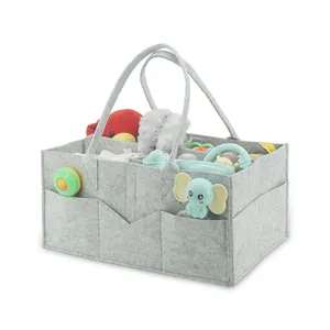Felt Baby Diaper Caddy Organizer With Handles Diaper Organizer For Changing Table And Traveling Baby Basket For Nurseries