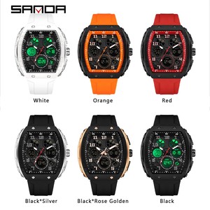 Sanda 6157 Trendy Men Electronic Sports <b>Watch</b>, <b>Waterproof</b> Luminous <b>Digital</b> Quartz Wristwatch with Alarm & Silicone Strap - Product Image 2