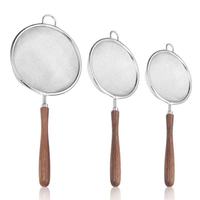 Tamis à farine à mailles fines en stock avec manche en bois pour poudre de thé, tamis à matcha multi-tailles, outils traditionnels pour la cérémonie du thé matcha