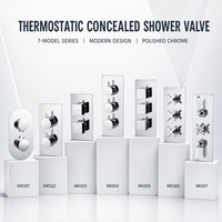 Robinet de douche thermostatique dissimulé à double poignée MK504 en laiton massif chromé poli, mitigeur mural pour douche pluie