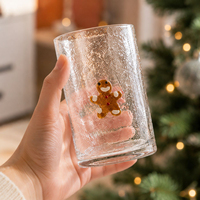 Gobelet en verre à bulles motif bonhomme en pain d'épices de Noël style Ins, réutilisable, compatible lave-vaisselle, design minimaliste, pour fêtes, boissons froides