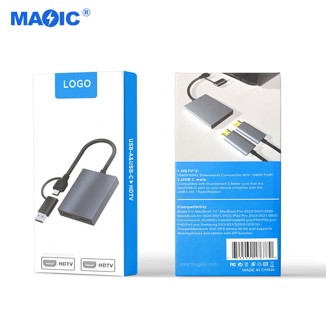 Usb C Dual Hdmi Docking Station USB3.0/USB C to Hdmi Adapter Cable USB3.0 /Type C to Hdmi 4k Otg Adapter Splitter for Laptop