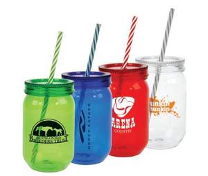 Mug en plastique rond de 16 oz avec paille, style bocal Mason, à prix abordable, directement de l'usine - Product Image 1