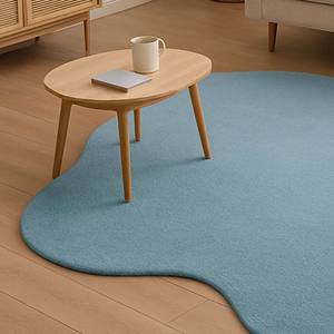 Tapis nuage 100% laine tufté à la main |   Tapis de sol bleu minimaliste de forme irrégulière, décoration intérieure, cadeau, prix d'usine - Product Image 5