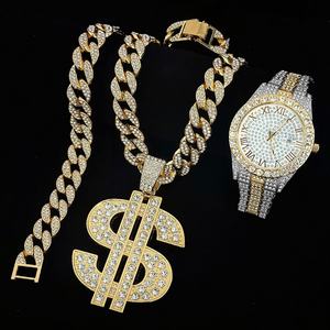 Collar con Colgante de Moda Hip Hop Europeo-Americano, Cadena Cubana con Dólares Incrustados de Diamantes, Accesorio Genial para Baile Urbano y Discoteca - Product Image 3