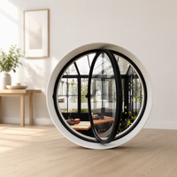 Fenêtre de grenier ronde pivotante centrale DEMEA en aluminium moderne sur mesure avec design panoramique antivol et coupe-vent, et verre artistique