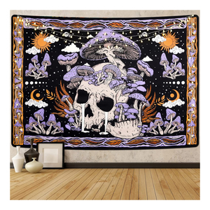 Promoción: Tapiz Decorativo Gótico con Diseño de Esqueleto y Logotipo Personalizado, Económico y de Alta Calidad, <span class=keywords><strong>para</strong></span> Colgar en la Pared del Dormitorio - Product Image 1