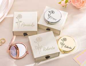 Espejo personalizado para despedida de soltera, invitado, amigo, regalo de aniversario, espejo de metal de bolsillo para maquillaje - Product Image 5