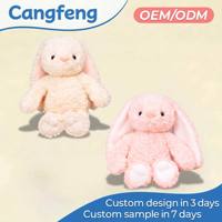 Conejo de Peluche con Orejas Caídas y Patas Acolchadas Color Rosa Crema, Venta al Por Mayor de Fábrica, Personalizable OEM, para Regalo Infantil