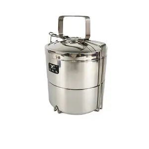 누출 방지 스테인레스 스틸 도시락 상자 <span class=keywords><strong>2</strong></span> 층 점심 라운드 식품 용기 캐리어 점심 도시락 점심 상자 - Product Image 6