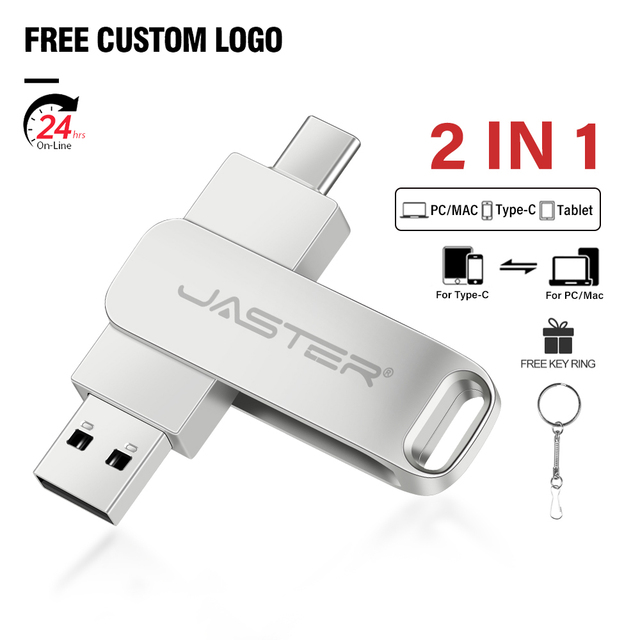 Hot Sale USB TYPE C Flash Drive Free Logo Pen Drive 16GB 32GB 64GB USB Stick 2.0 U Disk for Computer and Phone 2 in 1 Pendrive