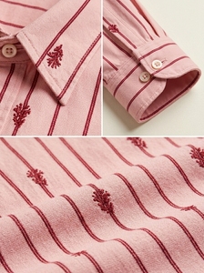Immense Organic Cotton Breathable Long Sleeves Regular Fit Yarn Dyed Stripe Embroidery Mens Casual Button Shirts <b>Prime</b> Vista - Product Image 3