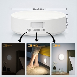 LED 3D ナイトライト - ワイヤレススマート人感センサー LED ランプ、屋内用ホーム廊下キャビネット/ベッドサイドナイトライト - Product Image 4