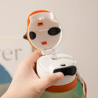 Bonitas botellas de agua para niños con forma de animal, diseño de Panda y conejo a prueba de fugas con correa para el hombro, vasos de plástico