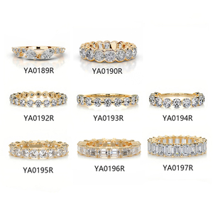 Anillo de Eternidad con Incrustaciones de Moissanita, Diseño de Media Eternidad, Varias Formas, Plata 925, Anillos de Boda - Product Image 2