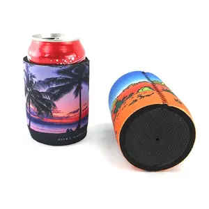 Custom 12oz 330ml Sublimation Printing Insulated Neoprene Can Cooler Holder With Base