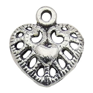 Custom Chrome Puffy Bling <strong>Silver</strong> <strong>Large</strong> Black <strong>Locket</strong> 3D Heart Charm Pendant 40mm Metallic for Jewelry Making OEM Factory - Product Image 2